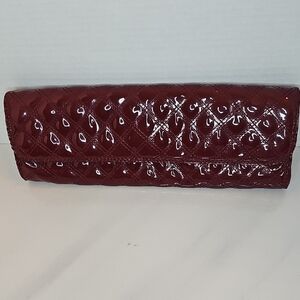 GAP Shiny Burgundy Quilted Clutch